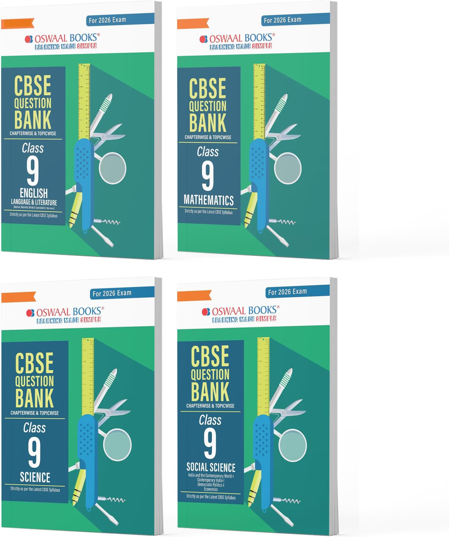 Oswaal CBSE Question Bank Class 9 Set of 4 Books | English | Mathematics | Science | Social Science | Chapterwise & Topicwise Solved Papers | For 2026 Exams Product Bundle – 2 April 2025