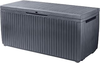 Keter 243547 Springwood 80 Gallon Resin All Weather Deck Box, Grey