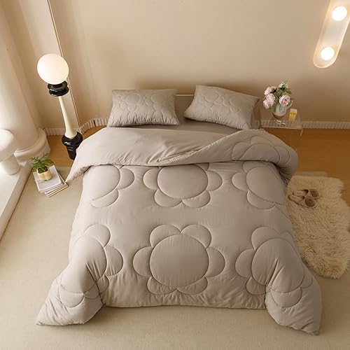 Miniatura 220 de Luxlovery - Juego de edredón azul neblina, tamaño matrimonial, minimalista, azul polvoriento, edredones de algodón suaves y transpirables, azul