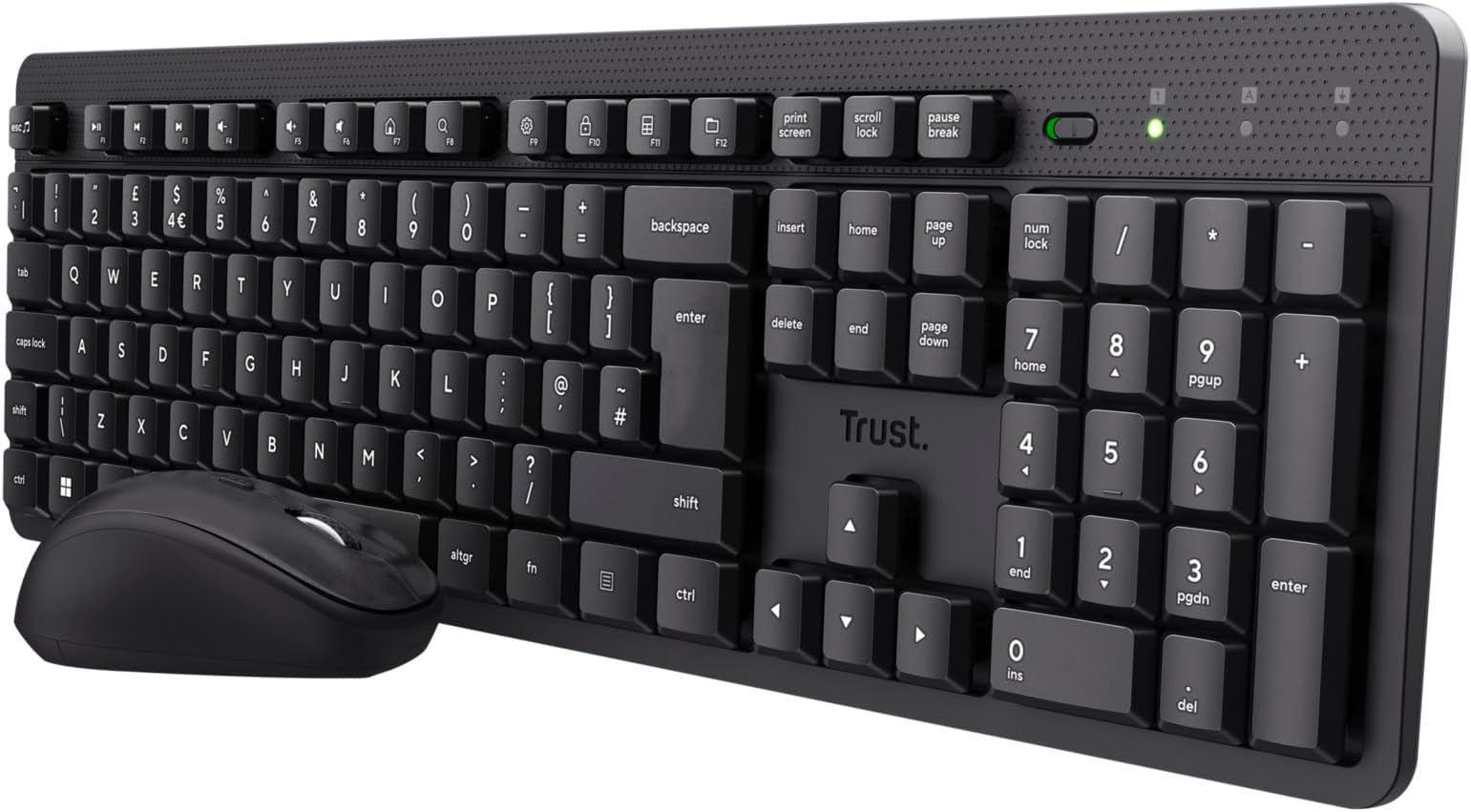 Ymo II Silent Wireless Keyboard and Mouse Set QWERTY UK Layout, Floating Low Profile Keys, Spill-Resistant, One USB Receiver, Ambidextrous Mouse 800-1600 DPI, Quiet Combo for PC Laptop Mac