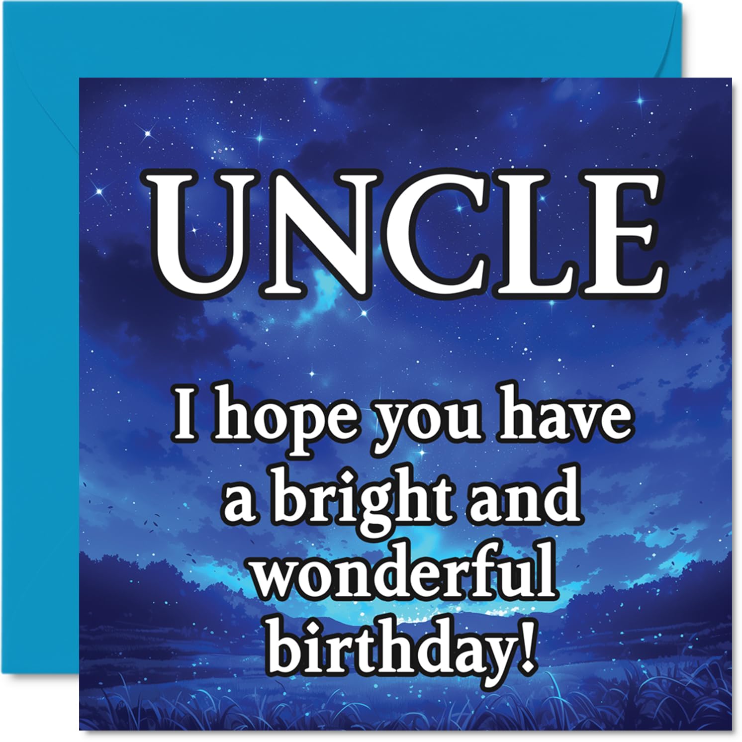 Uncle Birthday Card - Magical Night Sky - Happy Birthday Card for Uncle from Nephew Niece, 145mm Bright and Wonderful Sentiment Bday Greeting Cards
