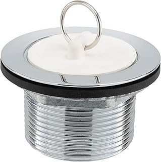 RecPro RV Stainless Steel Strainer Drain | White Rubber Stopper with Metal Ring | Tight Seal | for Sinks, Showers & Tubs