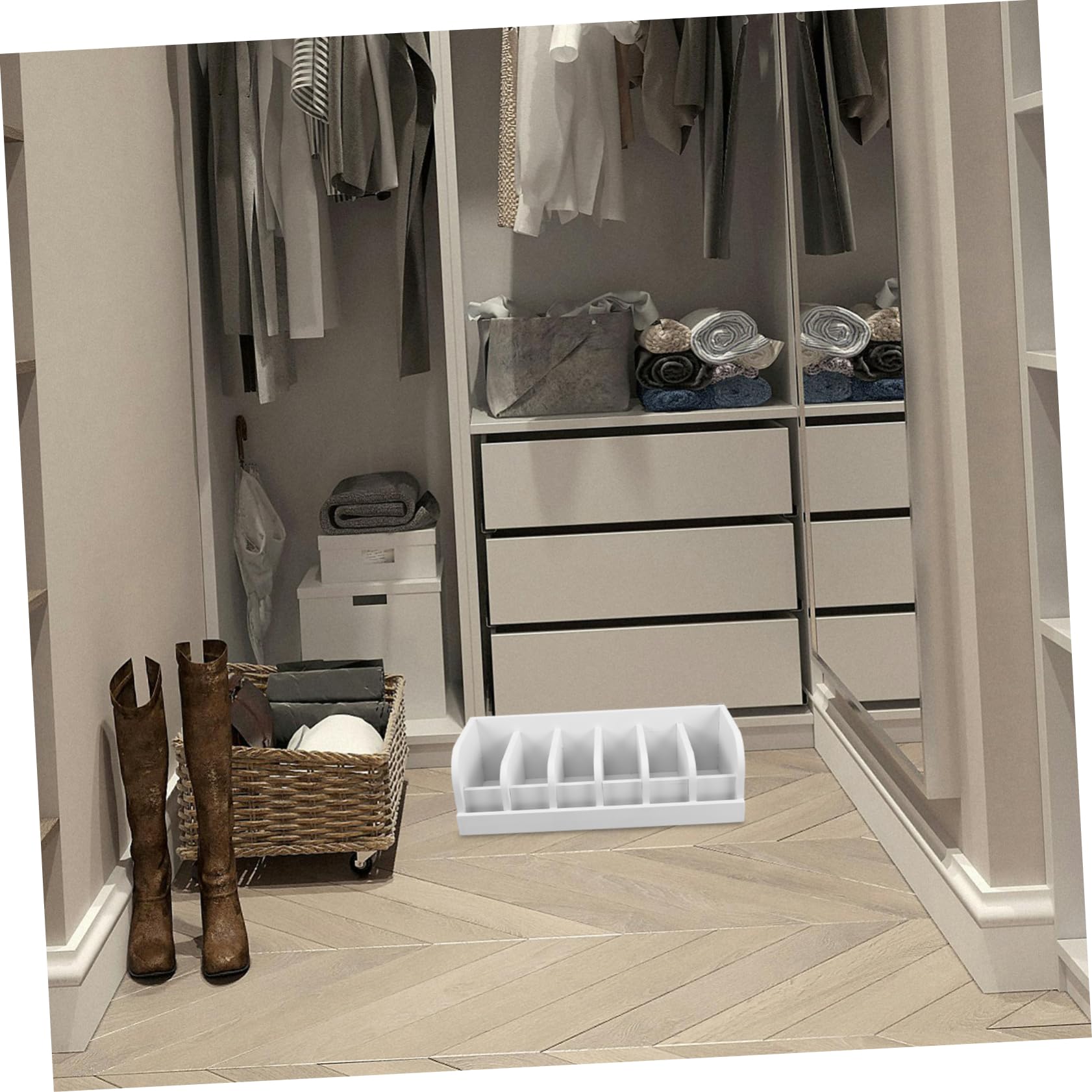 Ipetboom Organizer Elegante Cinture in Multicompartment Design e Bianco Legno per Conservazione di Accessori Armadio