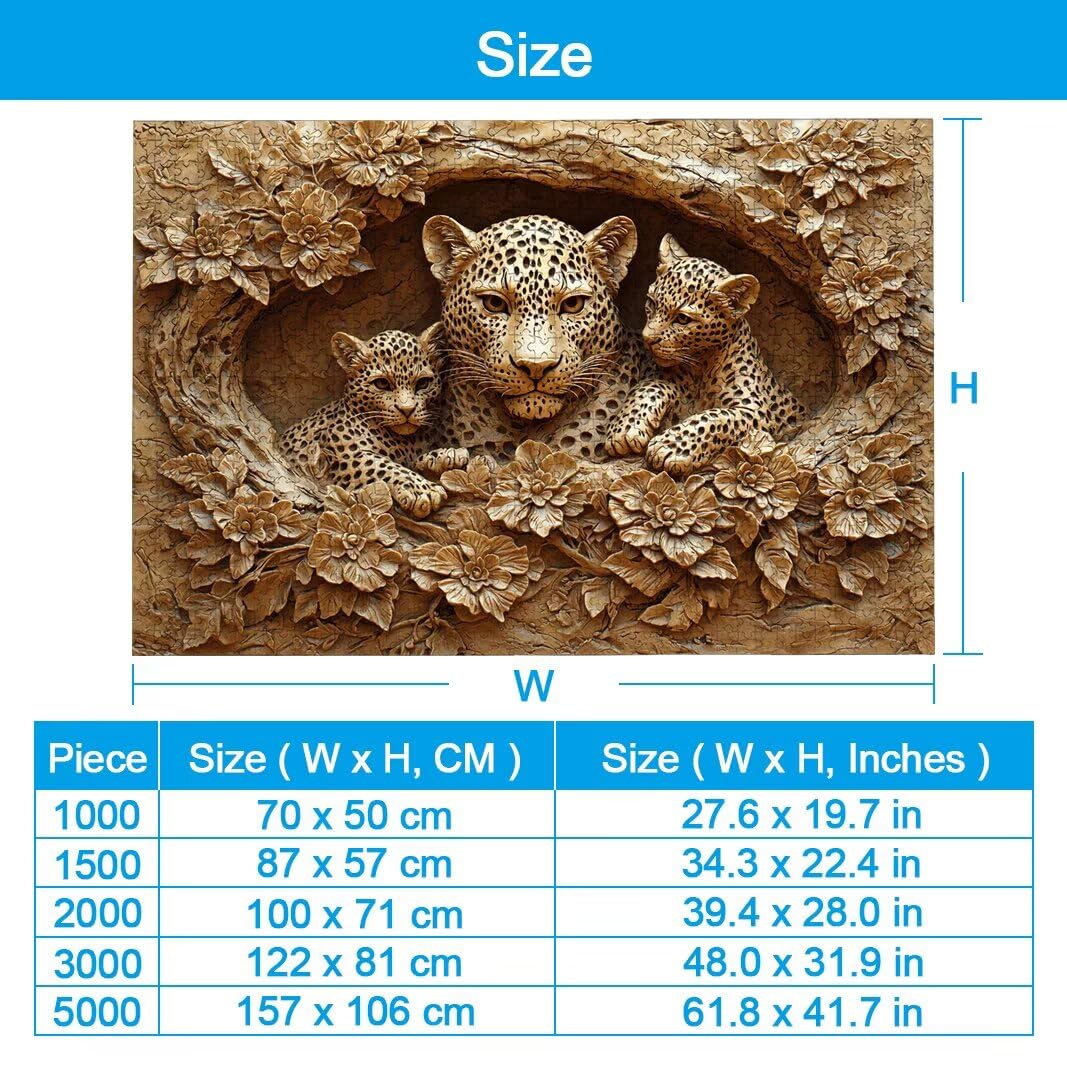 Puzzle 1500 Piezas, Puzzle Leopardo de Madera para Adultos, Regalos -2544