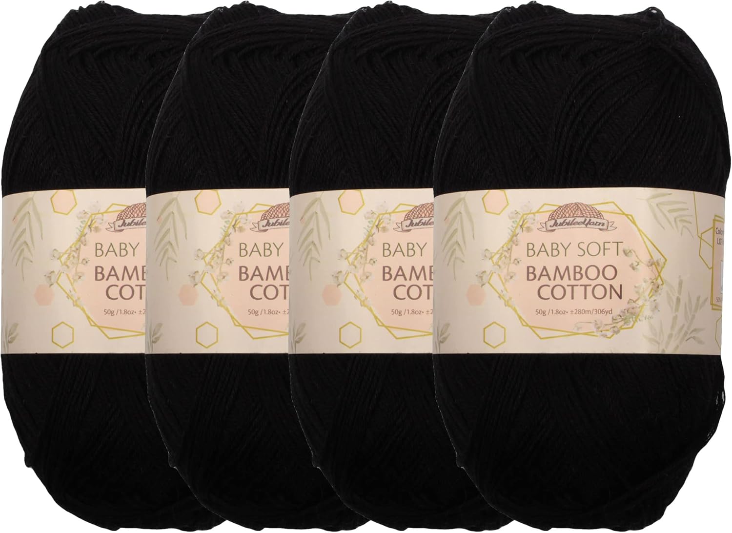 JubileeYarn Baby Soft Bamboo Cotton Yarn 50g/Skein Midnight Black