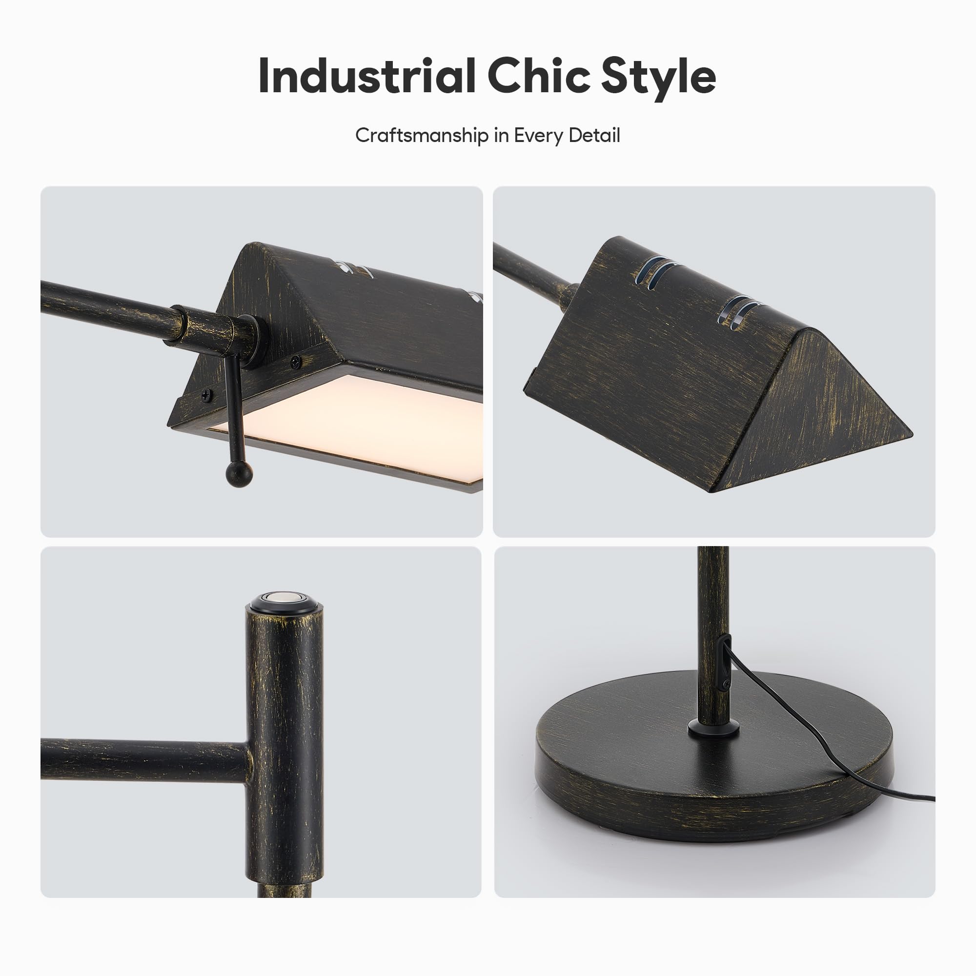 VONLUCE Dimmable LED Floor Lamp 56 Floor Lamp for Living Room with Adjustable Height Swing Arms 3 Color — view 6