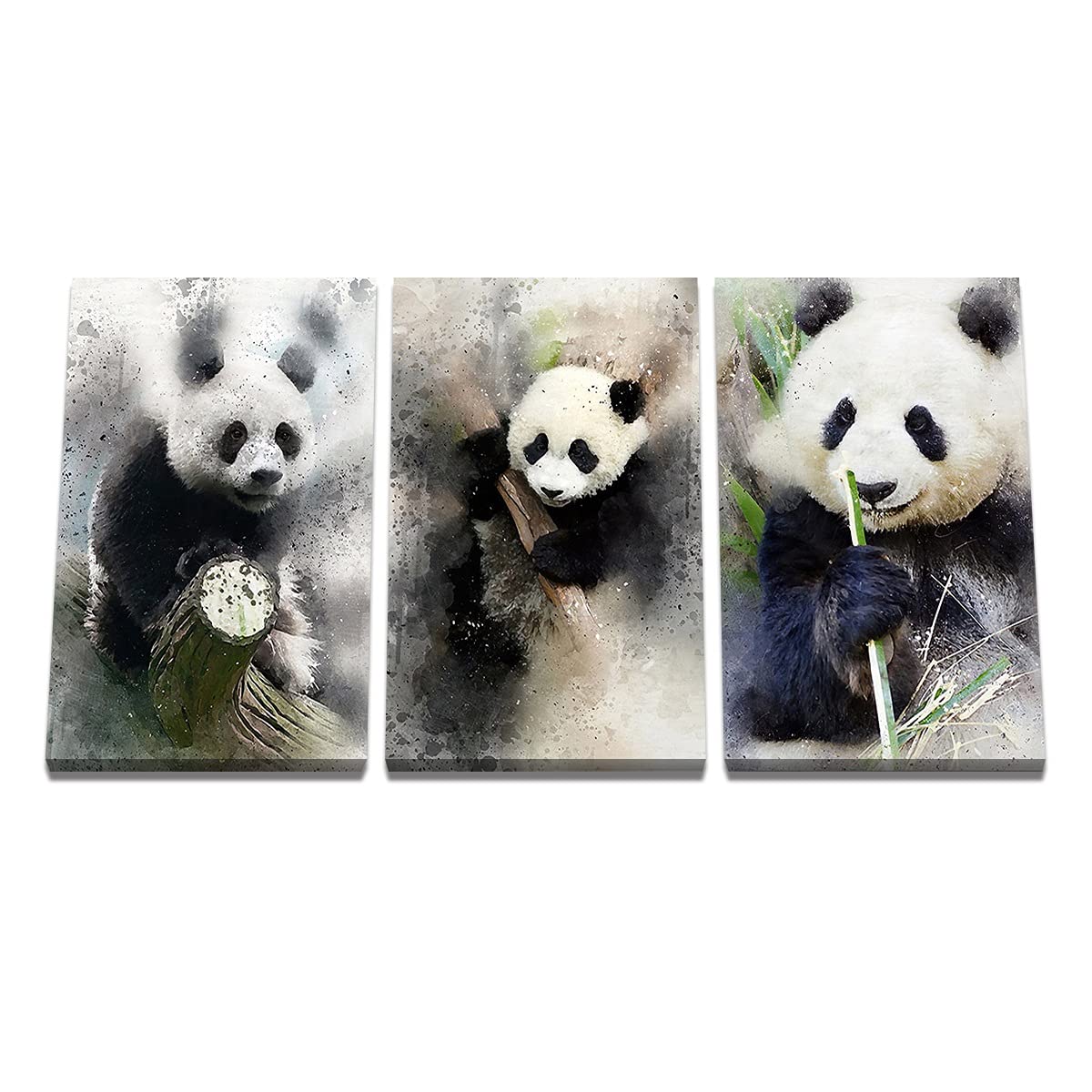 Art mural panda abstrait décoration murale triptyque chambre adulte 16x24