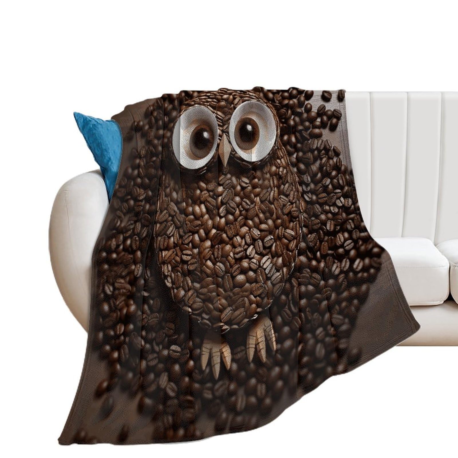 Coffee Bean Owl Throw Blanket for Couch Super Soft Warm Lightweight Throw Blankets Cozy Flannel Bed Blanket Cute Decorative Blankets for All Seasons Home Decor Gift 30"*40"（76 * 100cm）