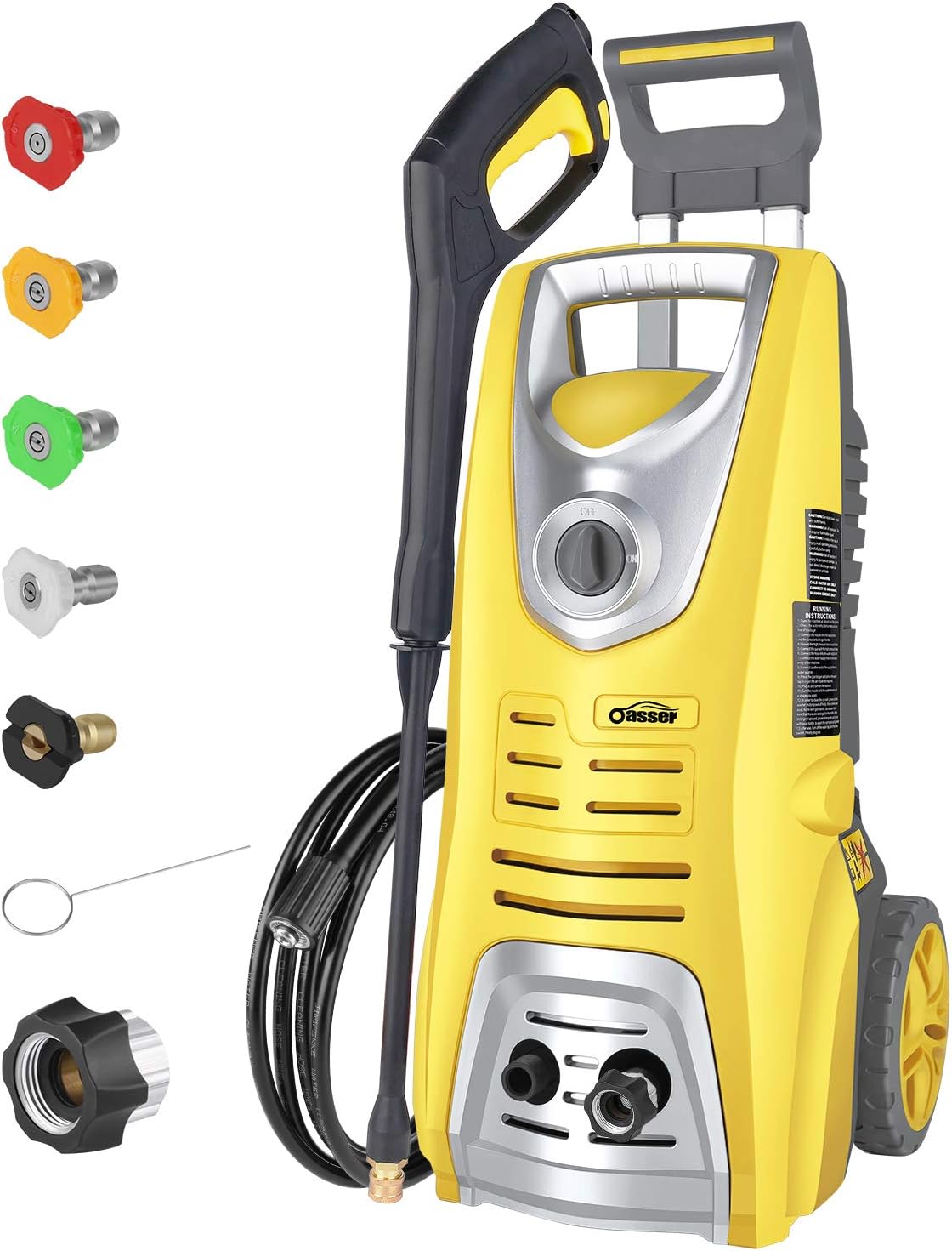 Oasser Electric Pressure Washer Power Washer 3046 PSI 1.85 GPM Car Washer 1800W Pressure Cleaner with Spray Gun 5 Nozzles 16ft High Pressure Hose