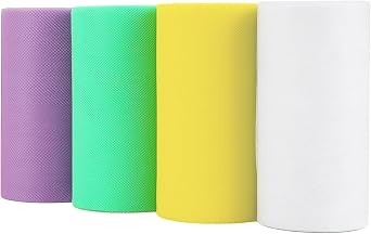 Rainbow Tulle Fabric 4 Rolls, 6 by 50 Yards 150 Feet, for Baby Shower | Thickened Mesh Material, High Support Capability, Four Rolls of Pastel Color, With Roll Core, Baby Shower Party Decoration