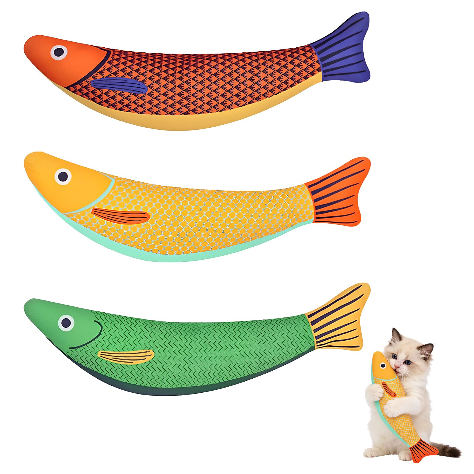 Katzenspielzeug Set, Katzenminze Spielzeug, 3er Fisch Kicker
