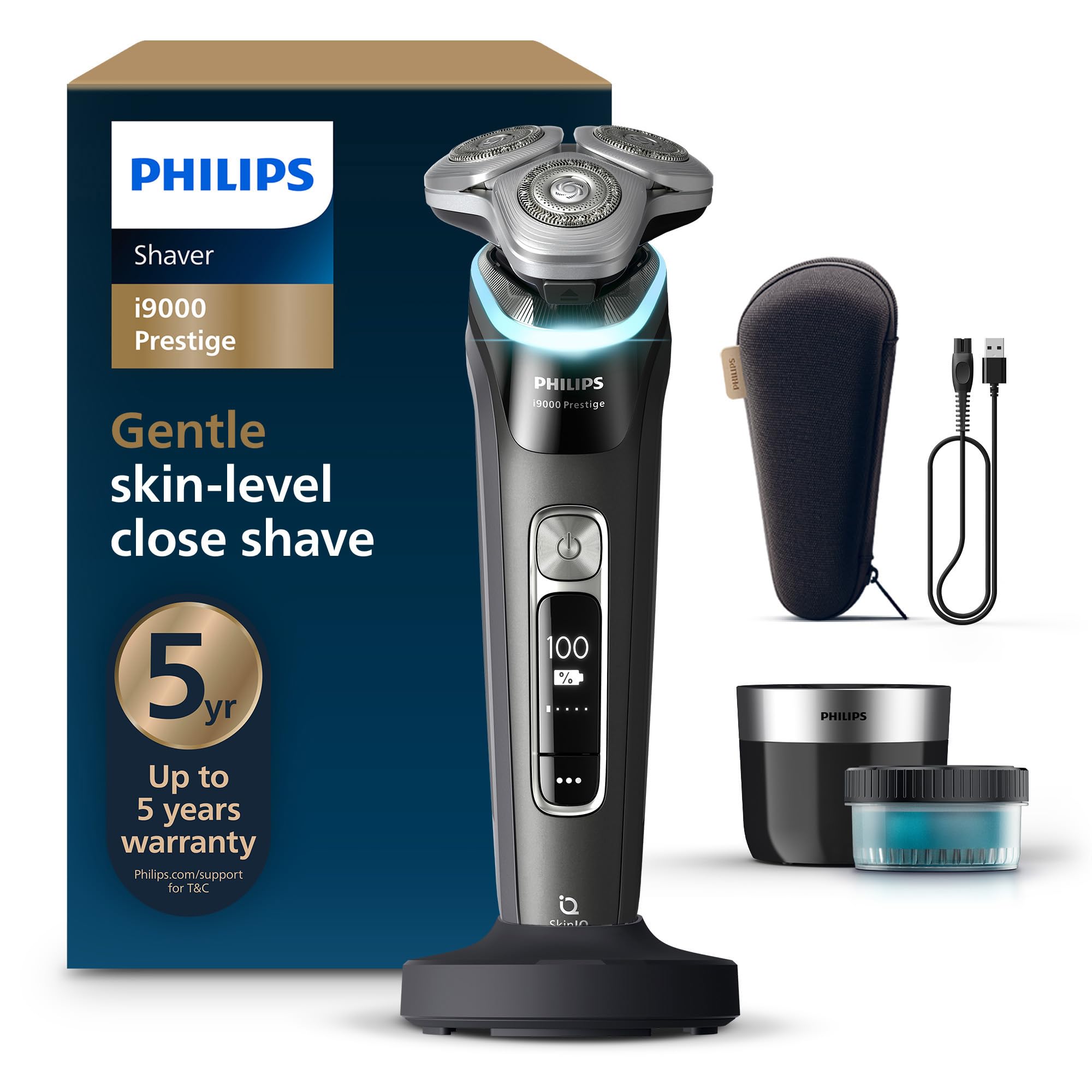 Philips Philips Shaver i9000 Prestige, Wet & Dry Electric Shaver, Ink Black, with Skin IQ Technology, Triple Lift & Cut System, 360 Rota