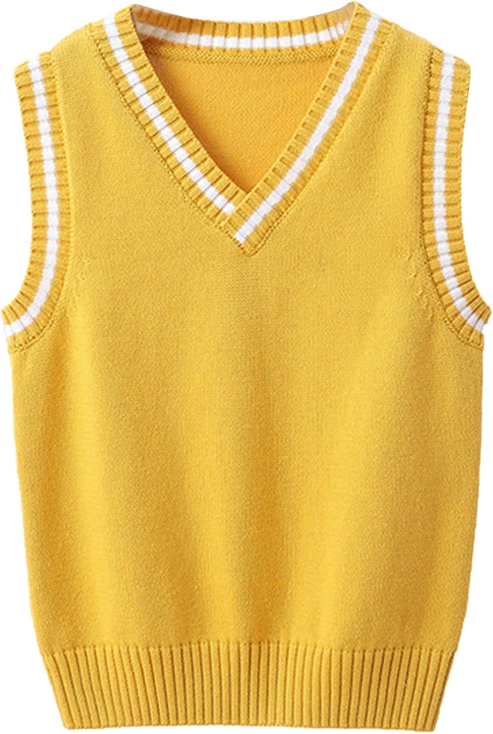 Jhaoyu Boys Girls Knit Sweater Vest V-Neck Sleeveless Crop Top Pullover Waistcoat Uniform School