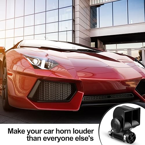 Miniatura 7 de Paquete de 2 bocinas de tren para automóvil 12 V 150 db bocina de camión ruidosa bocina de aire eléctrica de caracol con arnés de relé para