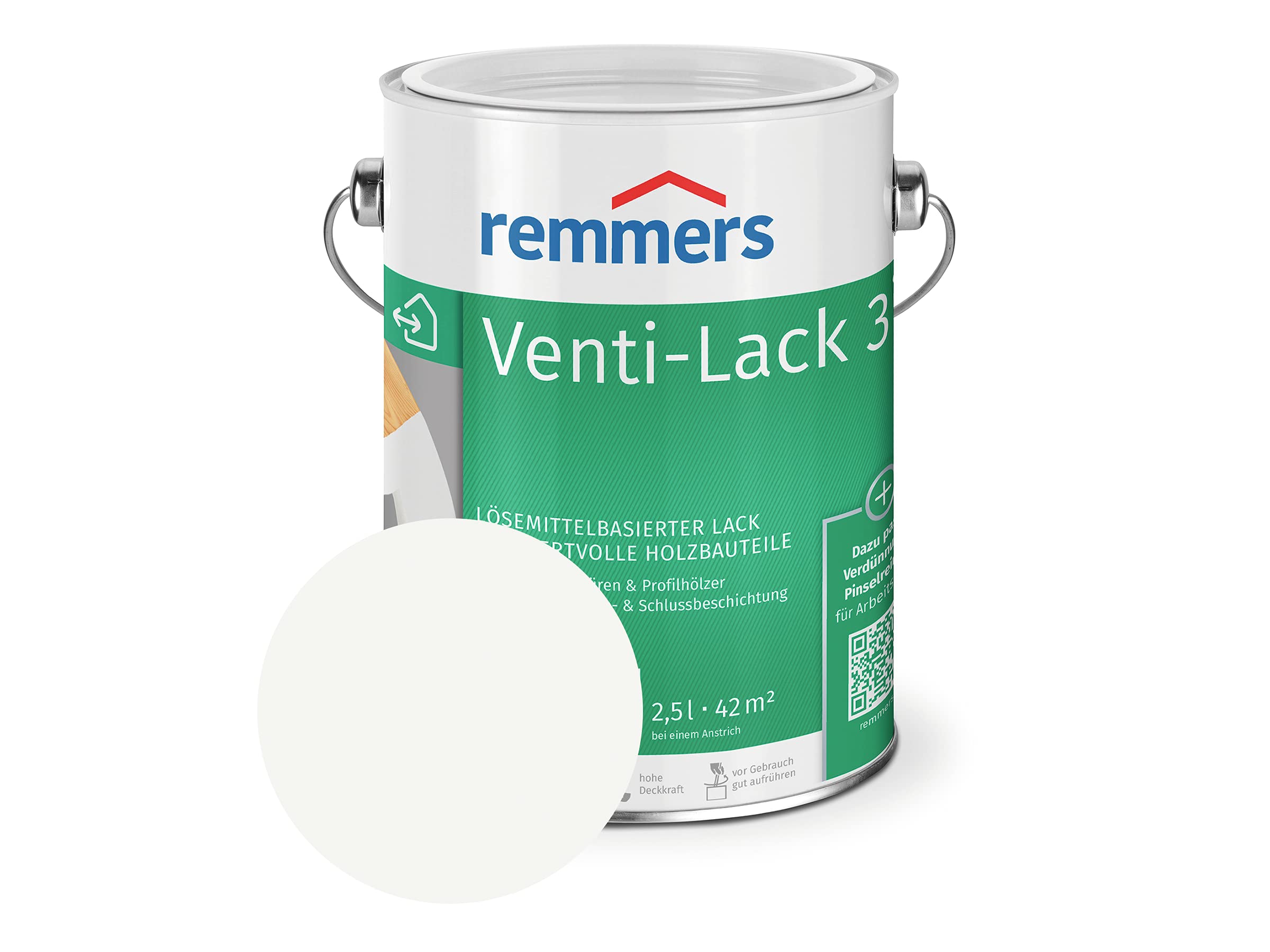 Remmers Lakier do wentyli 3 w 1 biały (RAL 9016), 5 l, lakier do żywicy alkidowej do drewna wewnątrz i na zewnątrz, 3 powłoki w jednym produkcie, wysoka siła krycia