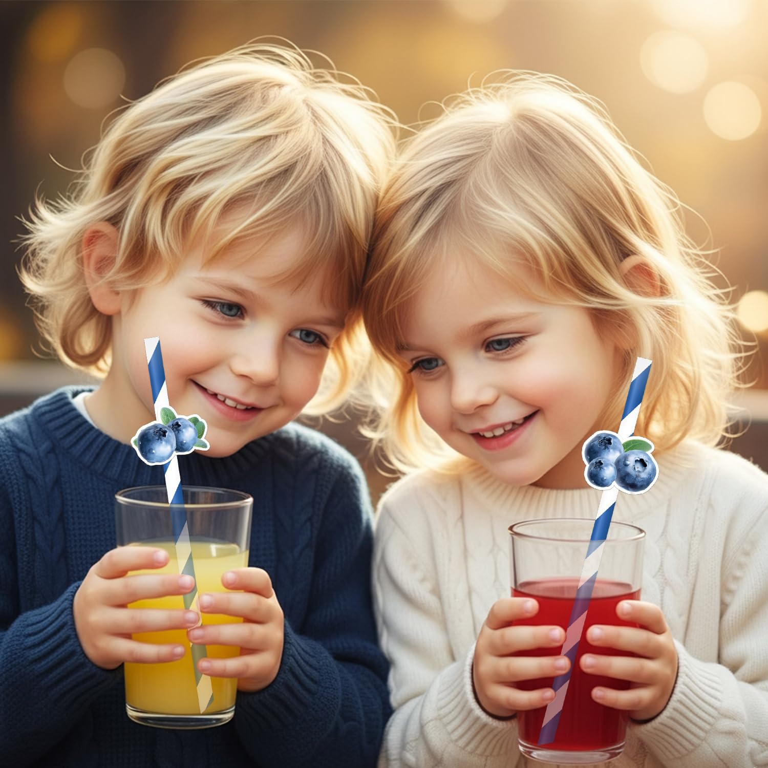 50 cannucce blu a tema frutta blu cannucce di carta decorazioni per adulti e bambini frutta carina compleanno baby shower Ringraziamento forniture per feste