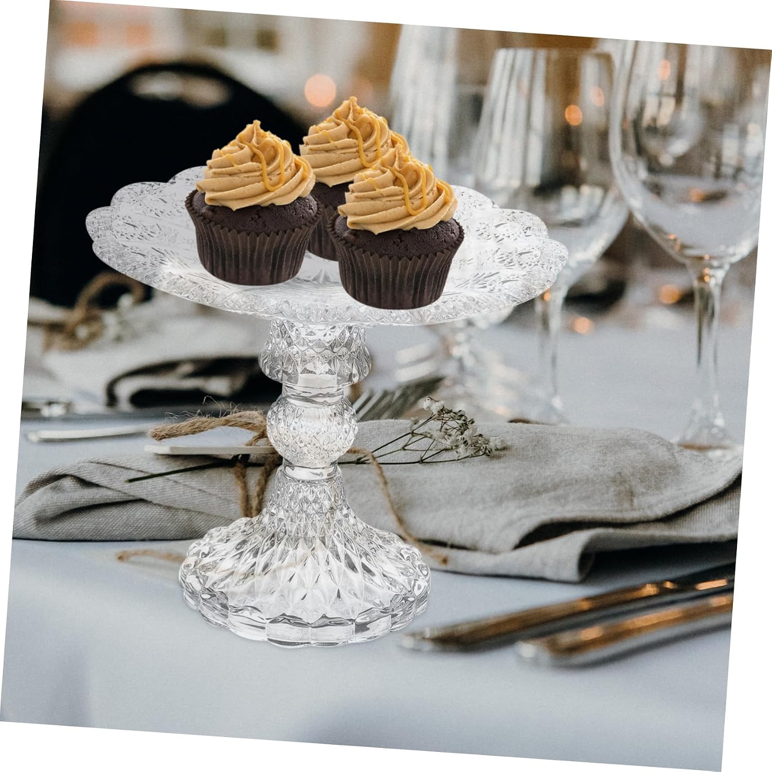 Elegant Footed Glass Candy Bowl Vintage Dessert Display Stand for Fruits Appetizers and Snacks Parties and Home