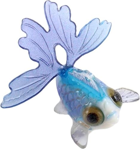 Mini pez dorado azul decoración de acrílico simulación peces decoración miniatura jardín de hadas ornamento DIY accesorios decoración casa de muñecas
