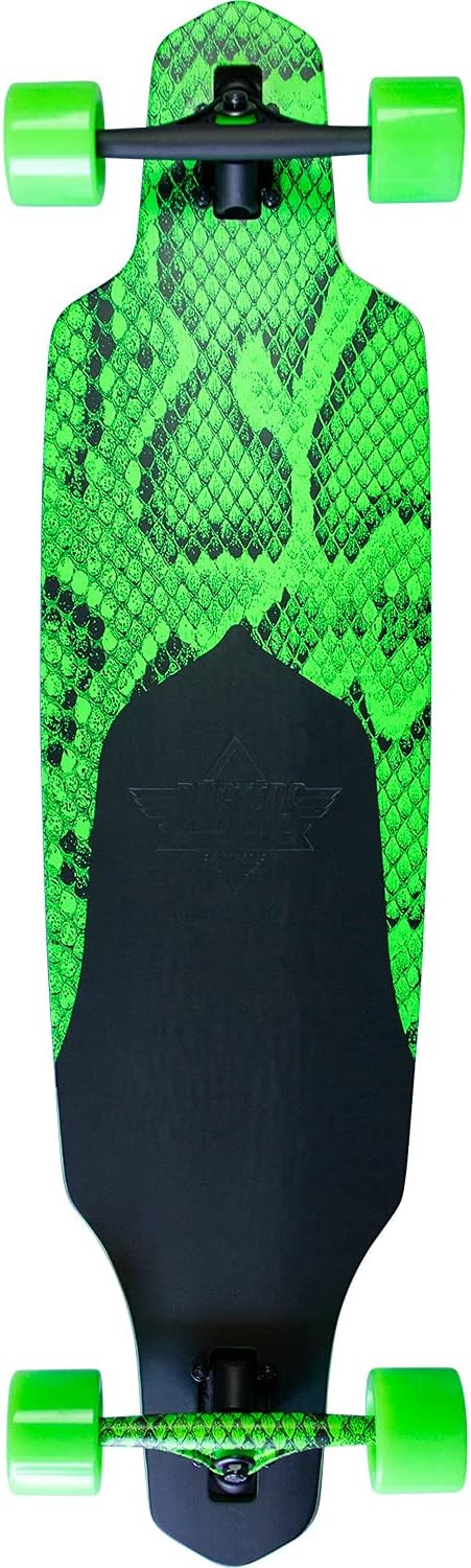 Channel Snakeskin Neon Green Longboard Complete Skateboard - 9.375" x 38"