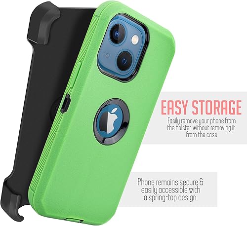 Miniatura 3 de Funda diseñada para iPhone 13 Mini (5.4 pulgadas), protección contra caídas de cuerpo completo, clip para cinturón, funda resistente con protector