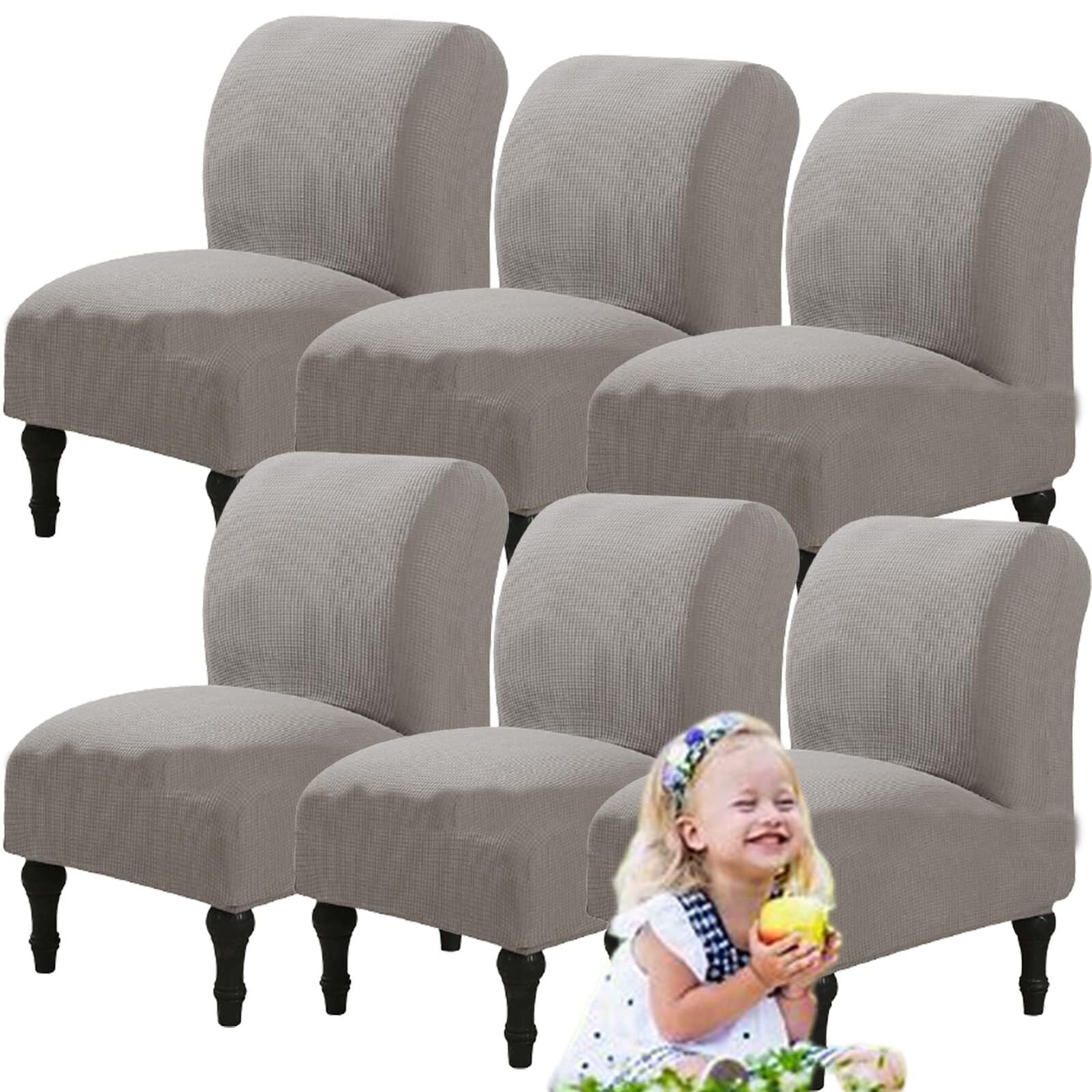 NMVAWIPT Armless Accent Chair Covers, Polyester+Spandex Stretch Slipcover, Removable Furniture Protector, For Home Hotel(#22,6pcs)