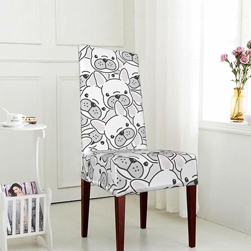 Miniatura 5 de Cute French Bulldog Chair Covers for Dining Chairs Washable Dining Chair Covers Removable Kitchen Seat Cover forros para sillas de comedor for