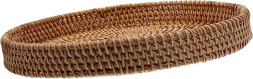 Housoutil Cesta de almacenamiento de ratán bandejas de mesa para comer bandeja para otomana bandejas redondas para mesa de café, contenedor de