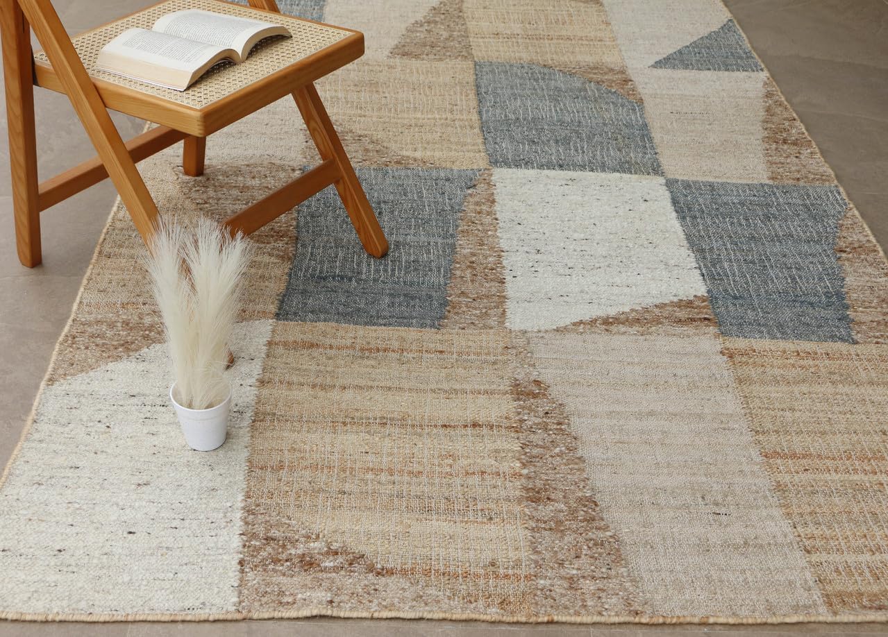 Barlow Handmade Natural Fiber Traditional Area Rug – Soft Texture, Durable Weave, Decorative Rug for Living Room & Bedroom