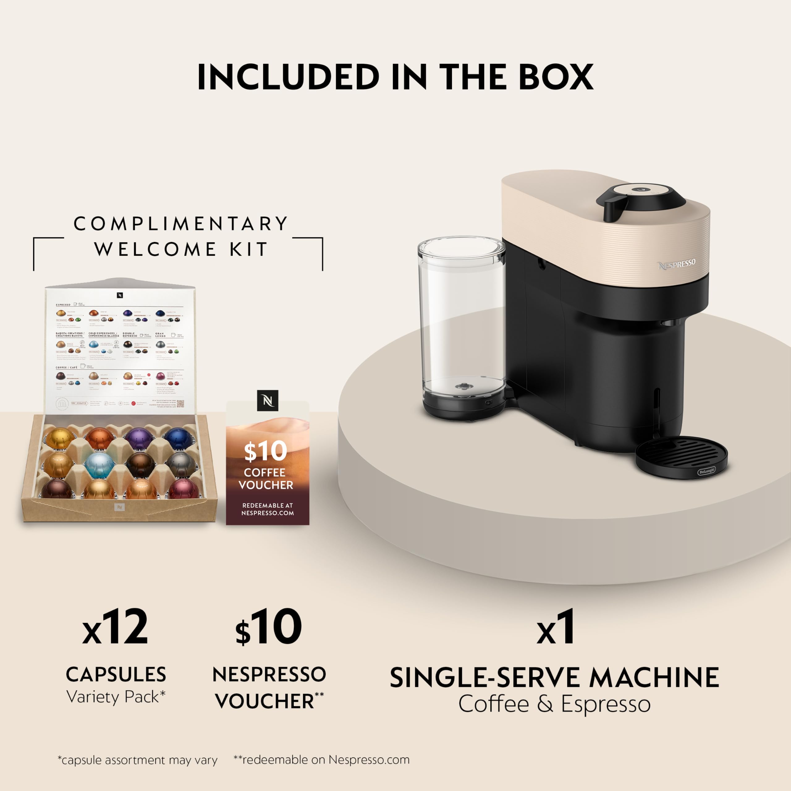 Nespresso Vertuo Pop+ Coffee & Espresso Maker by De'Longhi, Beige view 3