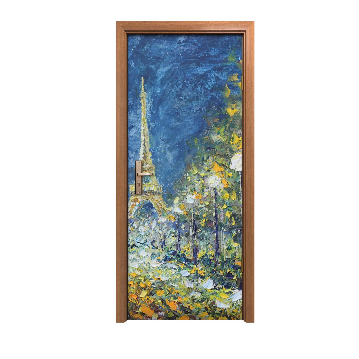 Décoration murale autocollant de porte parc de nuit pour un salon apaisant
