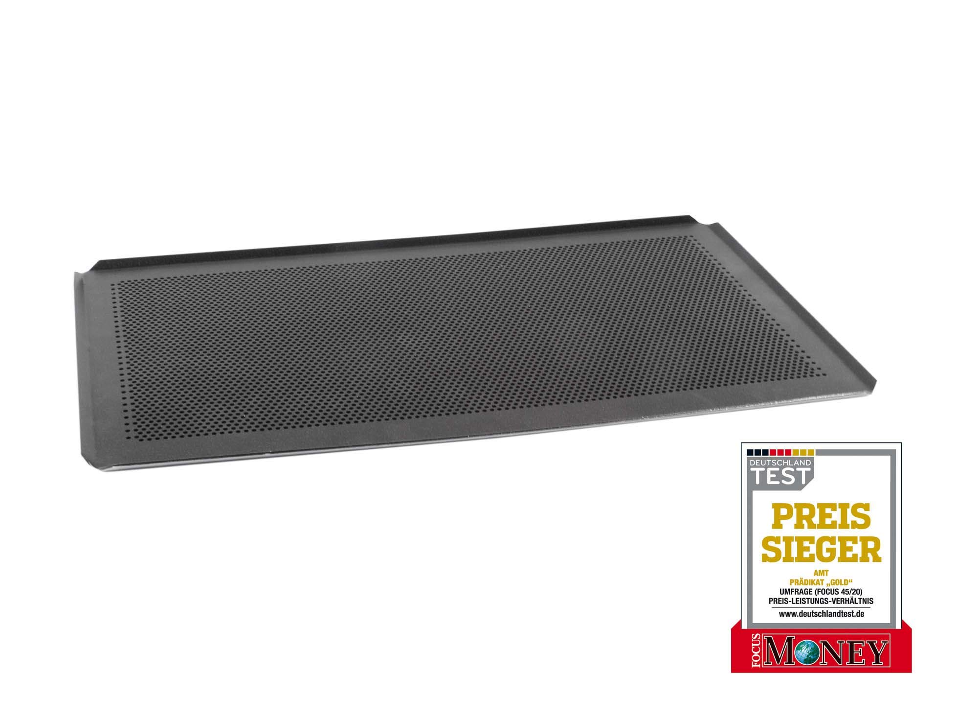 AMT Gastroguss GN 1/1 - Teglia da forno, 53 x 32,5 cm, forata in alluminio pressofuso, finitura antiaderente Lotan®, composto da 2 teglie da forno, AMZN-DUO-5333BBL-1