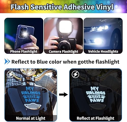 Miniatura 5 de AHIJOY Vinilo adhesivo permanente reflectante azul de 12 pulgadas x 5 pies, vinilo adhesivo para autos, bicicletas, calcomanías, pegatinas, señales