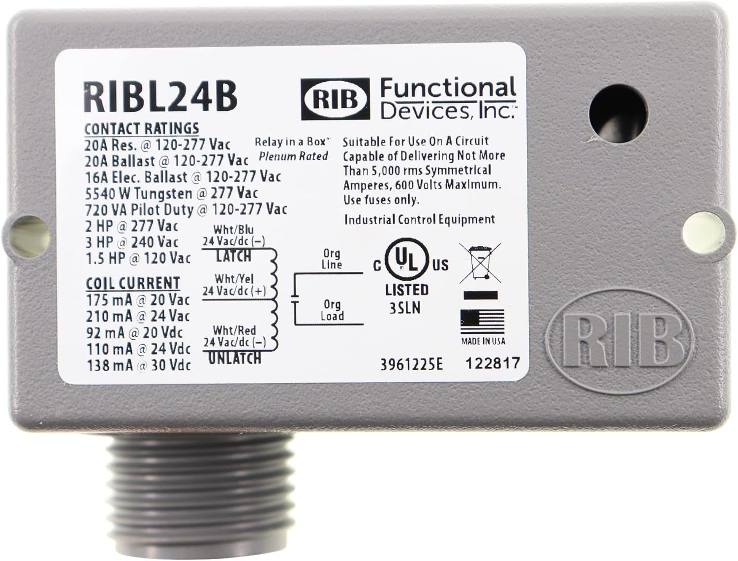 RIBL24B | FDI | Enclosed Relay Latching 20Amp 24Vac/dc