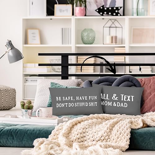 Miniatura 6 de Mingnei Have Fun Be Safe Don't DoThrow - Fundas de almohada para dormitorio universitario, divertido texto de llamada, mamá, papá, hogar, sofá, sala