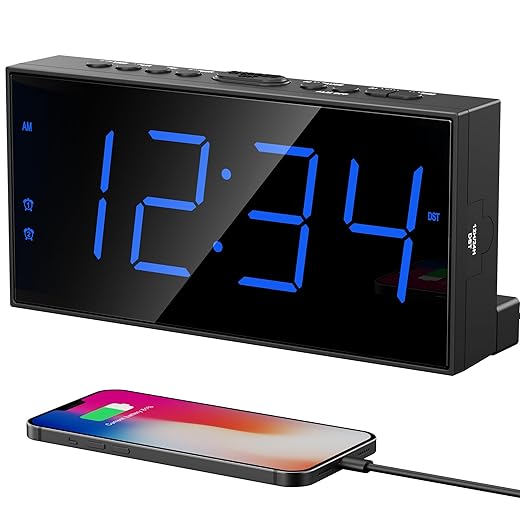 Large Display Alarm Clock for Bedroom, Easy to Read 7.5" LED Clock with Big Numbers, Dual Alarm for