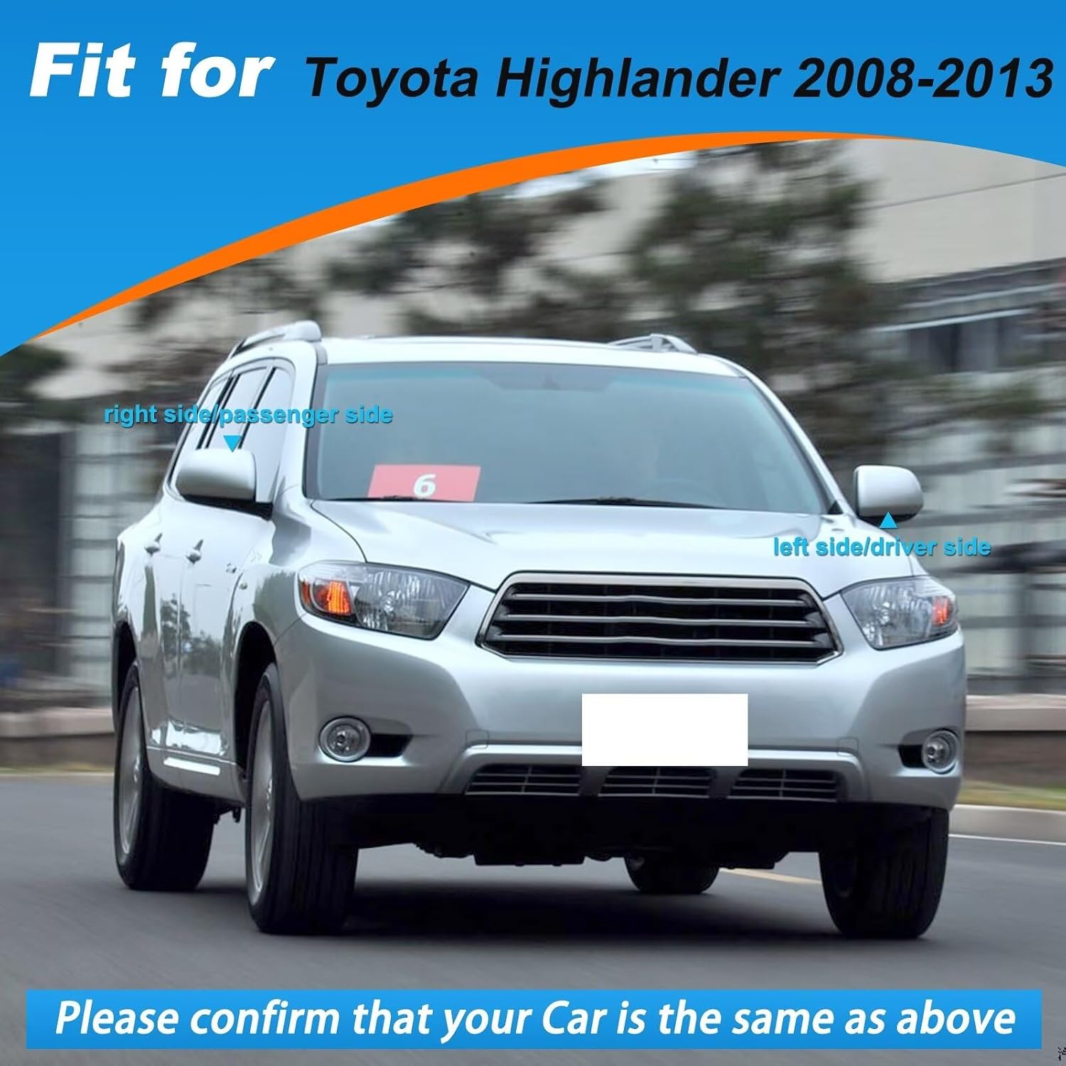 Car Door Rearview Mirror Cover Cap Housing Protective Cover For Exterior Mirrors Fit For Toyota Highlander 2008 2009 2010 2011 2012 2013(Pearl White,Right Passenger Side)