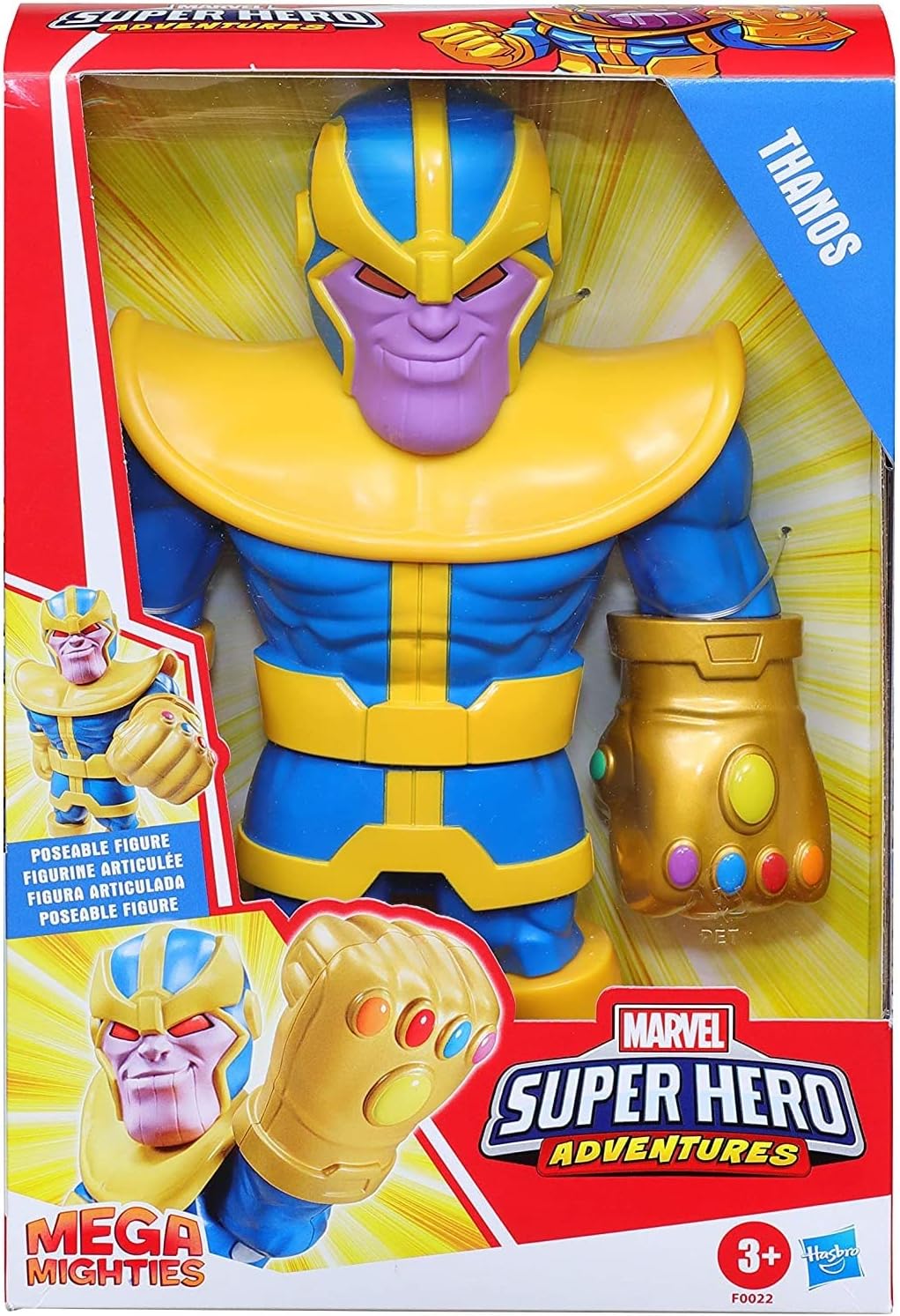 Super Hero Adventures Playskool Heroes Mega Mighties Marvel Thanos, Collectible 25-cm Action Figure, Toys for Children Aged 3 and Up