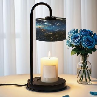 Candle Warmer Lamp with Timer Vast Starry Night Sky Nebula Distant Stars Deep Blue Black Space Dimmable Wax Warmer with 4 Bulbs for Jar Candles Women Birthday Gifts House Warming New Home Decor