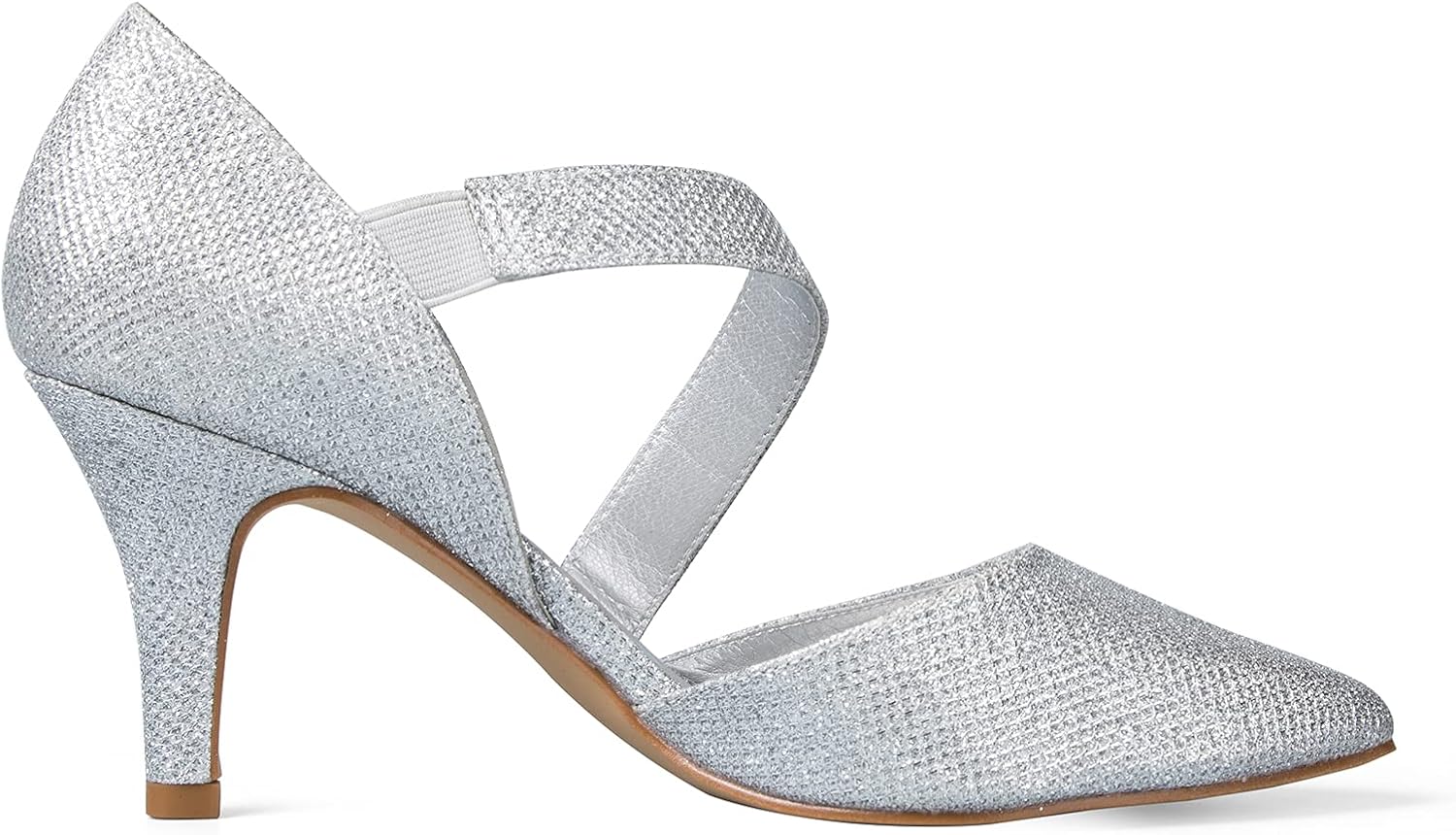 mysoft Women's Pumps Pointed Toe 3 inch Dress Shoes Silver-Glitter - Image 3