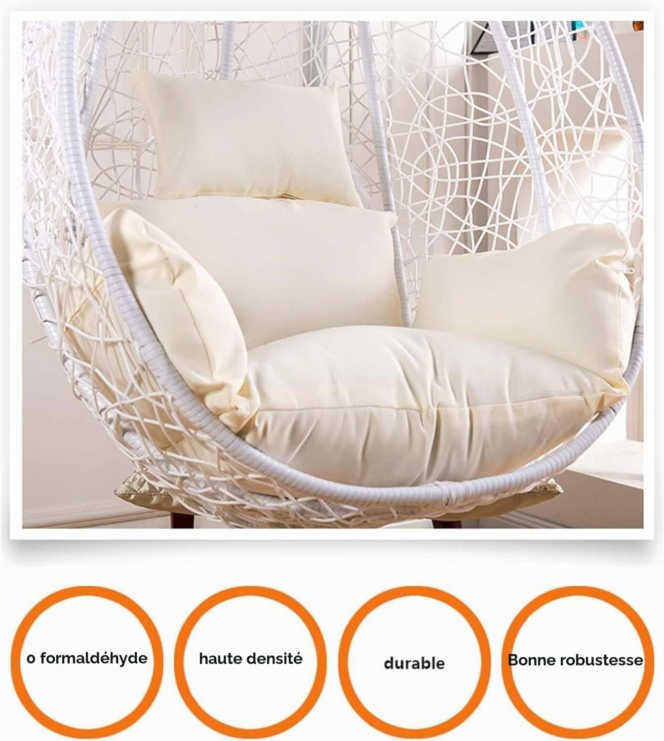 Housse Coussin pour Balancelle Suspendue - Housse ImperméAble pour Balancelle D'ExtéRieur Simple avec Fermeture éClair (Housse Uniquement)(F)