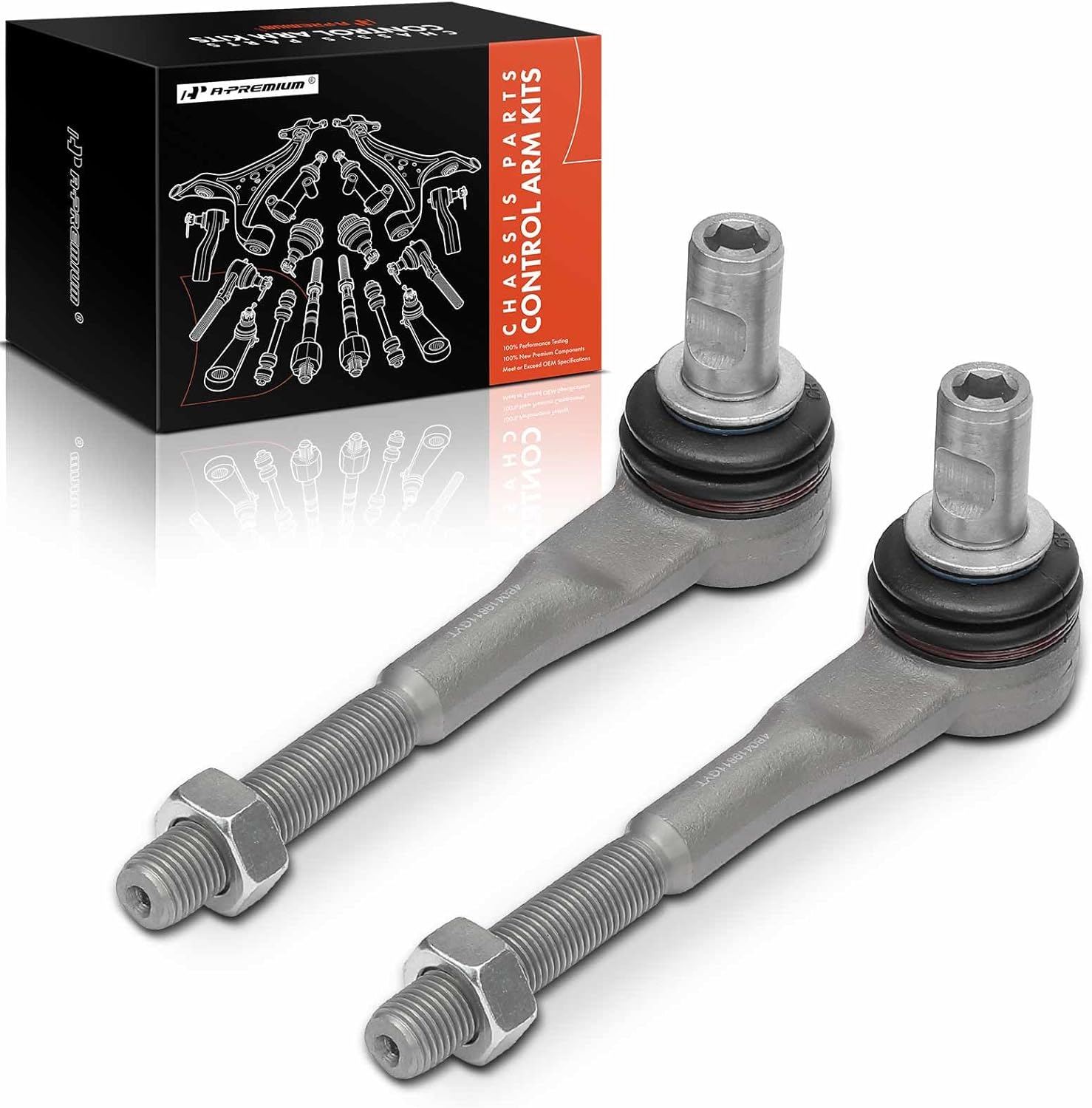 A-Premium 2 x Front Outer Tie Rod Ends, Compatible with Audi A4 (Quattro) 2005-2009, A6 (Quattro) 2002-2011, Allroad Quattro 2002-2005, RS4 2007-2008, RS6 2003-2004, S4 2000-2009, S6 2007-2011