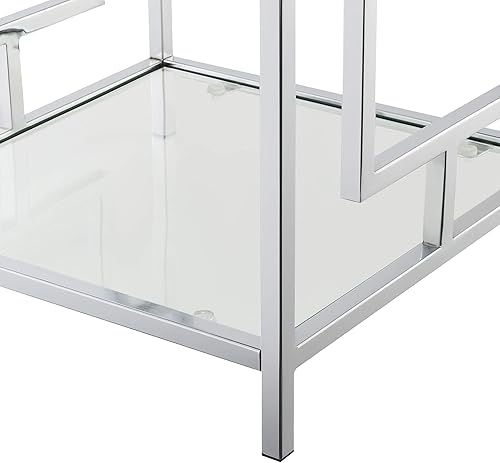 Miniatura 6 de Town Square - Mesa auxiliar cromada con estante, mármol sintético blancocromo