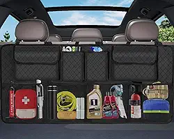 NEWFOM Organizador de porta-malas, acessório de carro para pendurar no banco traseiro, grande capacidade, 8 bolsas de armazenamento, preto