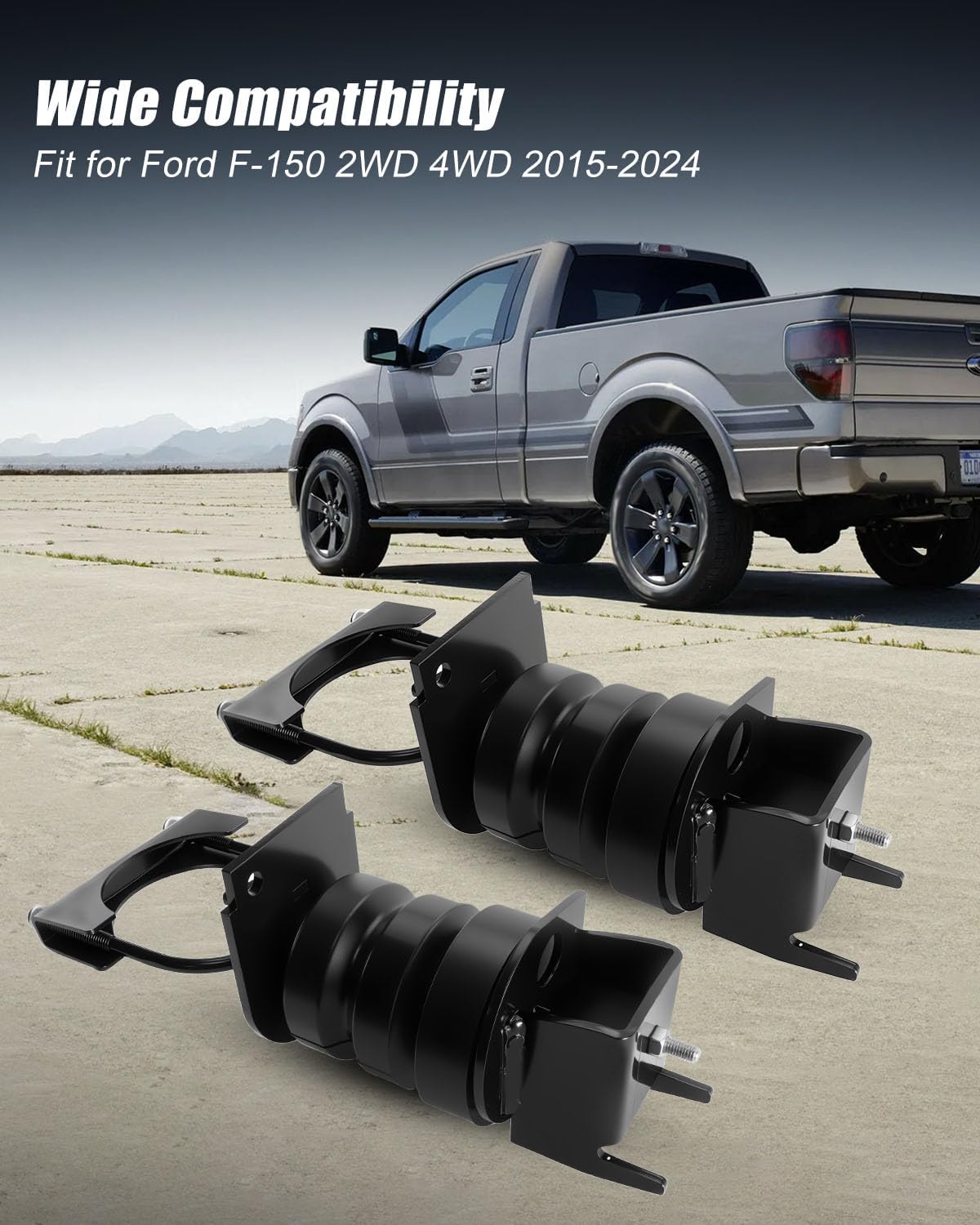 2 Pcs Rear Suspension Enhancement System Fit for Ford F150 2WD 4WD 2015-2024 Rubber Helper Spring Kit Replace FR1504E