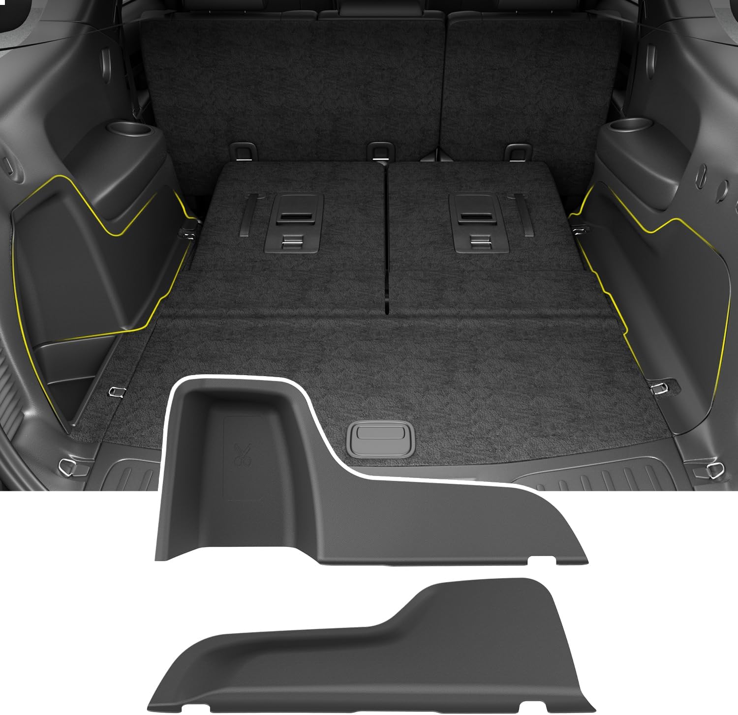 powoq Cargo Sidewall Protector Compatible with 2016-2025 Dodge Durango Trunk Sidewall Protector Mat Replacement for 2016-2025 Dodge Durango Accessories (Side Trunk Mat)