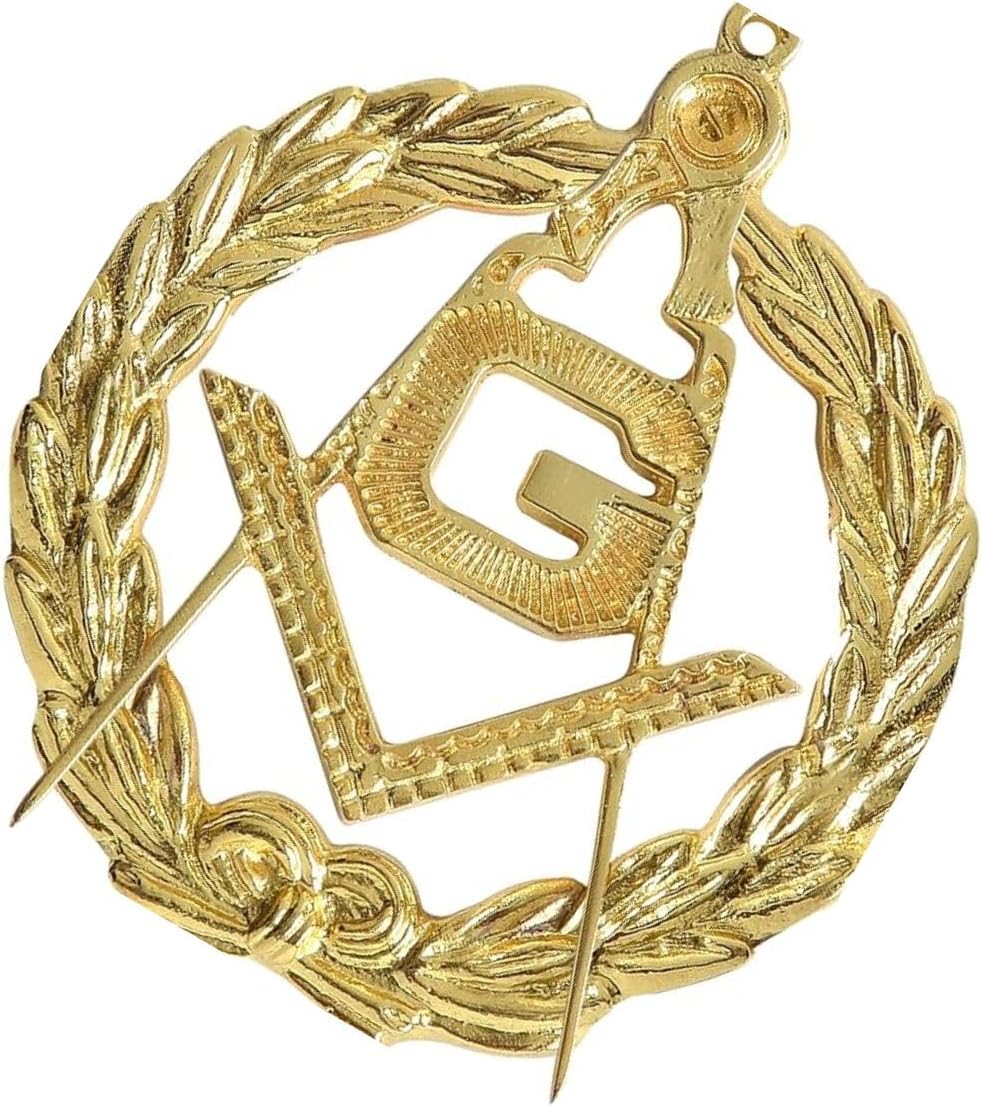 BRICKS MASONS Master Mason Blue Lodge Collar Jewel - Silver Square & Compass G with Wreath