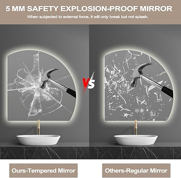 Led Bathroom Mirror with Lights, 3636 Smart Backlit Vanity Mirrors with Anti-Fog, Large Irregular Modern Lighted Bathroom Mirror for Wall,Dimmable, 3 Colors Light, Shatterproof