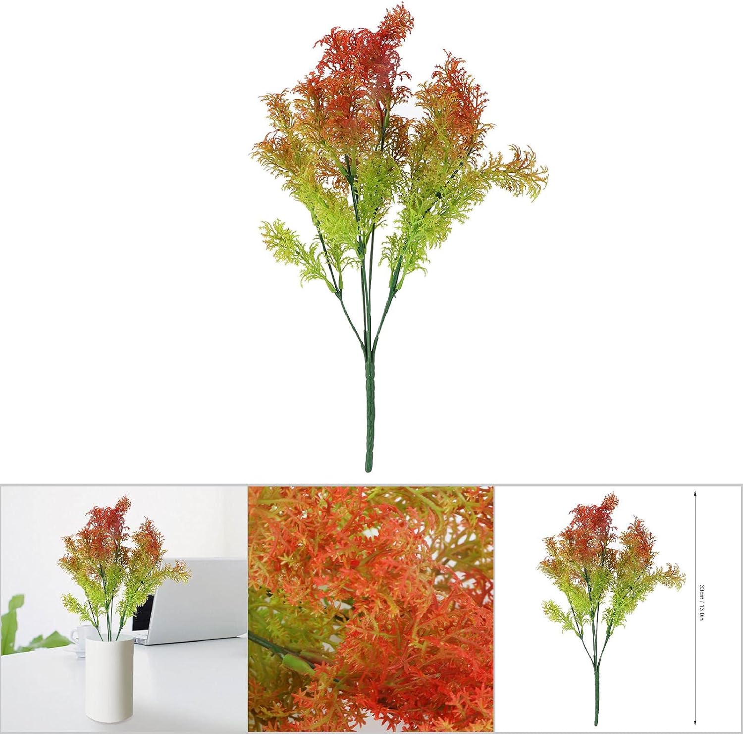 Gavigain Artificial Seaweed for Craft, Artificial Plastic Seaweed Plant Decoration for Home House Garden Artificial Leaves (Seaweed Orange)