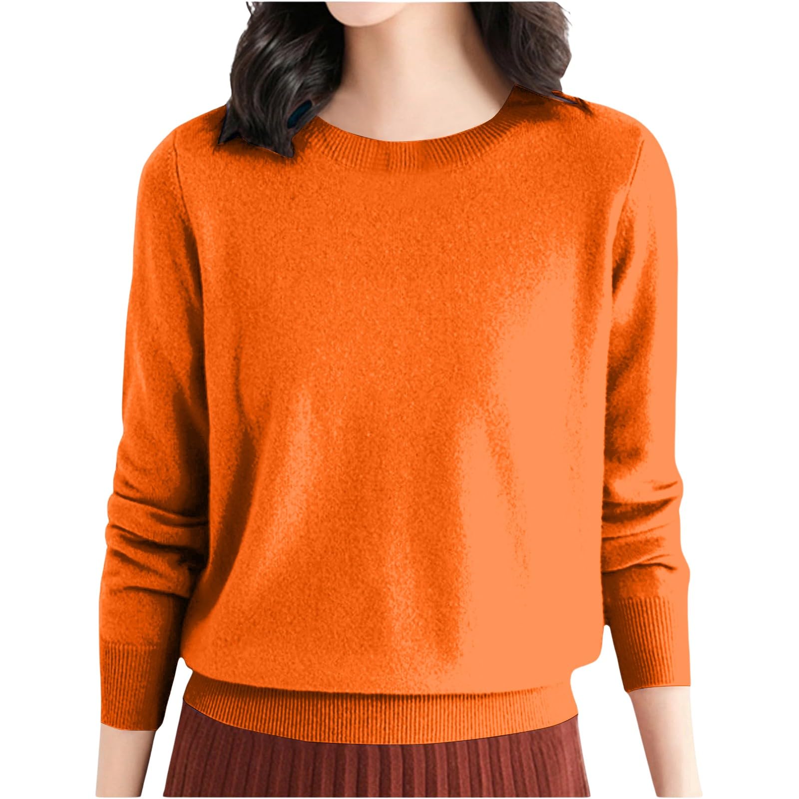 Cashmere Sweaters for Women Long Sleeve Crew Neck Casual Pullover Sweater Loose Fit Clothes Soft Warm Fall Winter