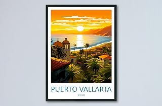 Puerto Vallarta Travel Poster Wall Art Puerto Vallarta Wall Hanging Home Decor Print Art Lovers Print Mexico, 321 Travel Poster Photo